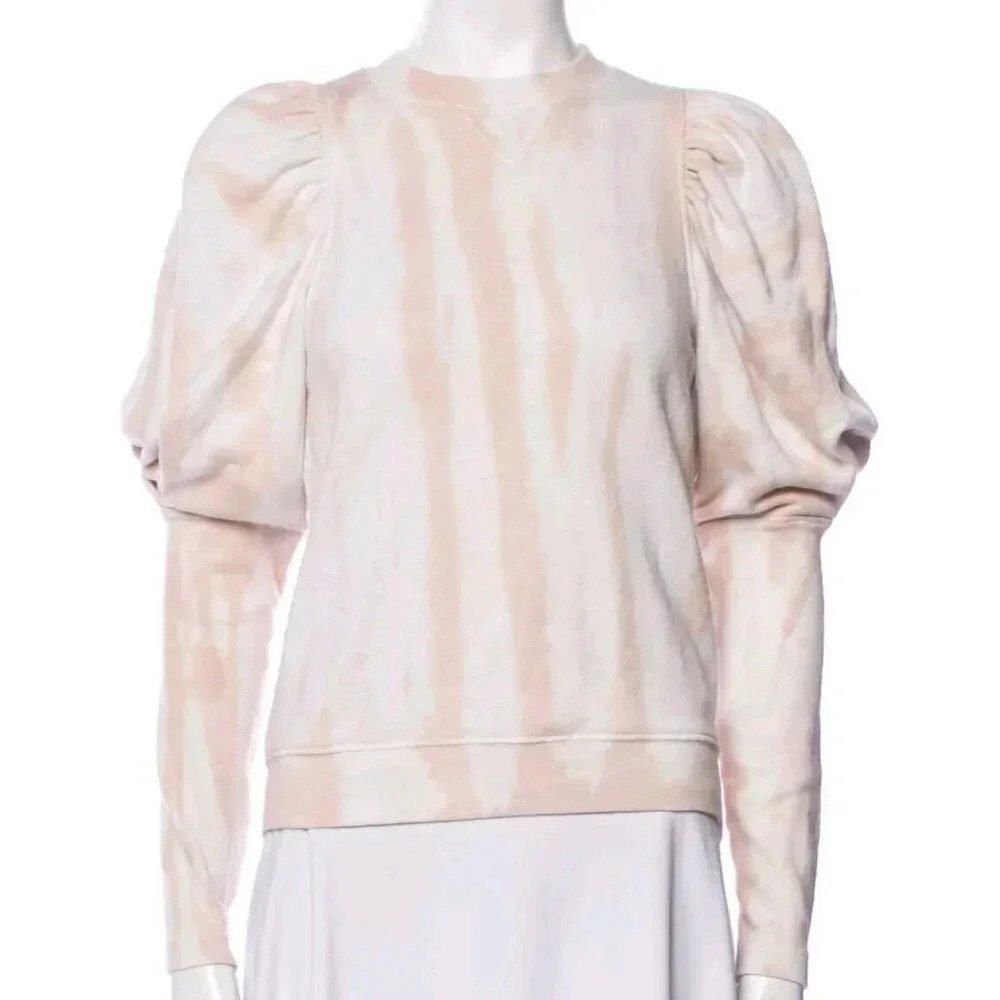 Ulla Johnson Harlen Top Women's Small White Brown Pink Tie-Dye Pullover Stretchy